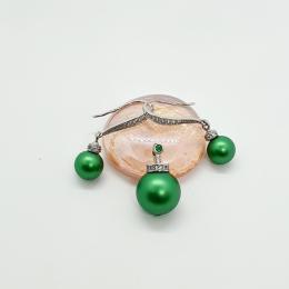 Zöld gömb medál és fülbevaló szett  - zilai-ag.ész018